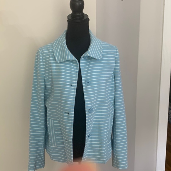 Talbots pea coat light blue stripe Excellent condition MP - Picture 1 of 6